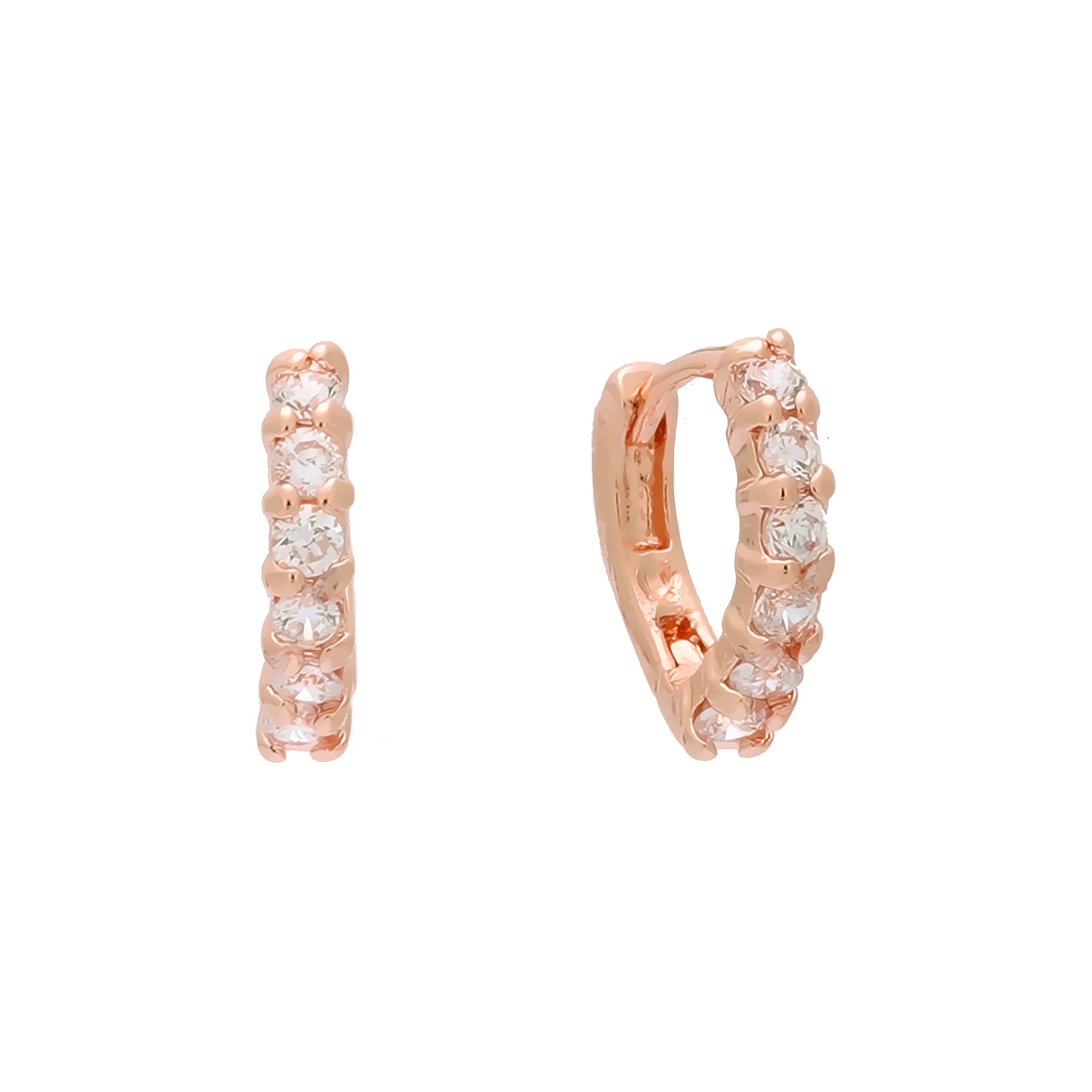 Cluster huggie earrings in 14K Gold, 18K Gold, Rose Gold plating colors