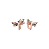 Dragonfly cluster earrings in Rose Gold, two tone plating colors