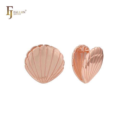 Shell shaped huggie 14K Gold, Rose Gold earrings