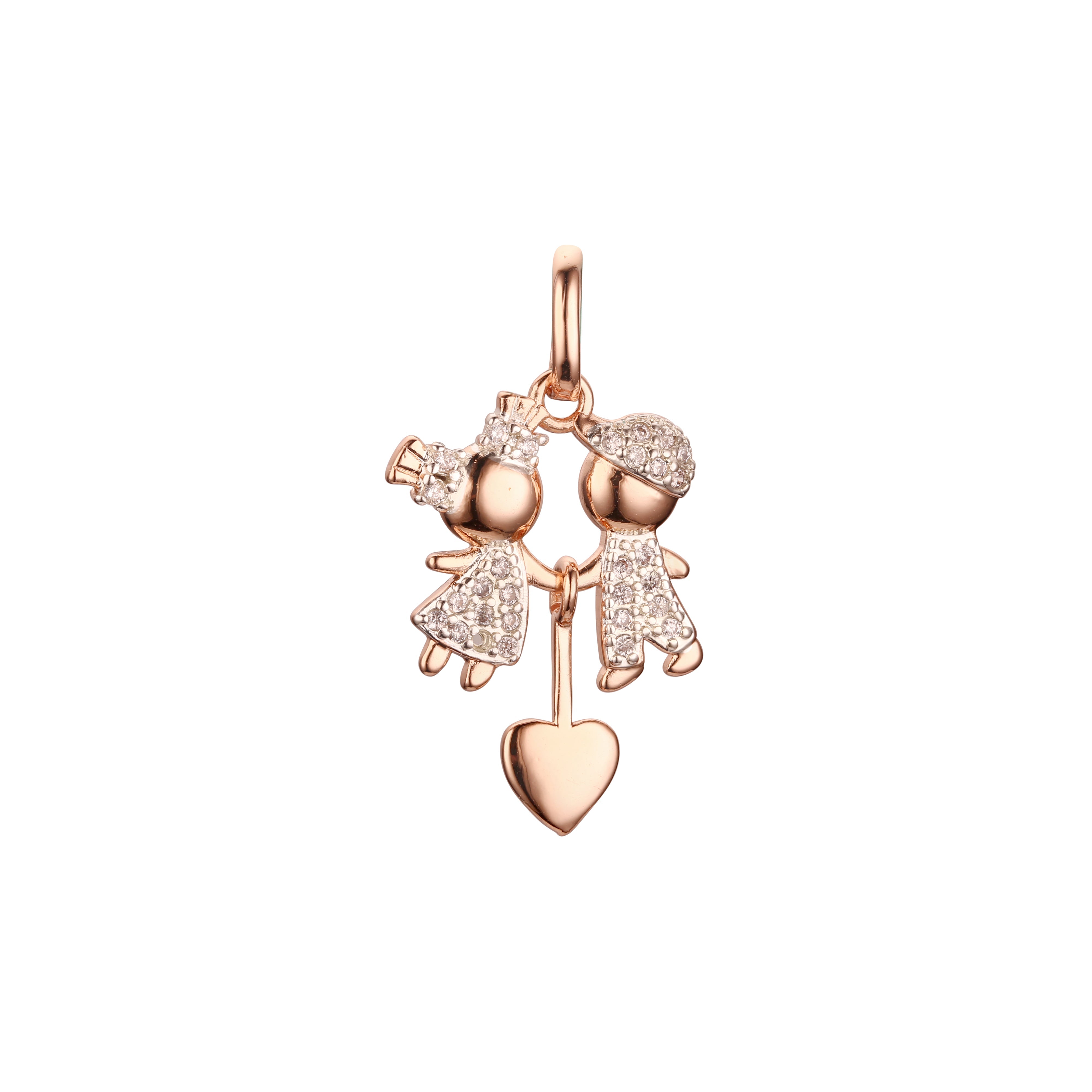 Rose Gold two tone two kids pendant