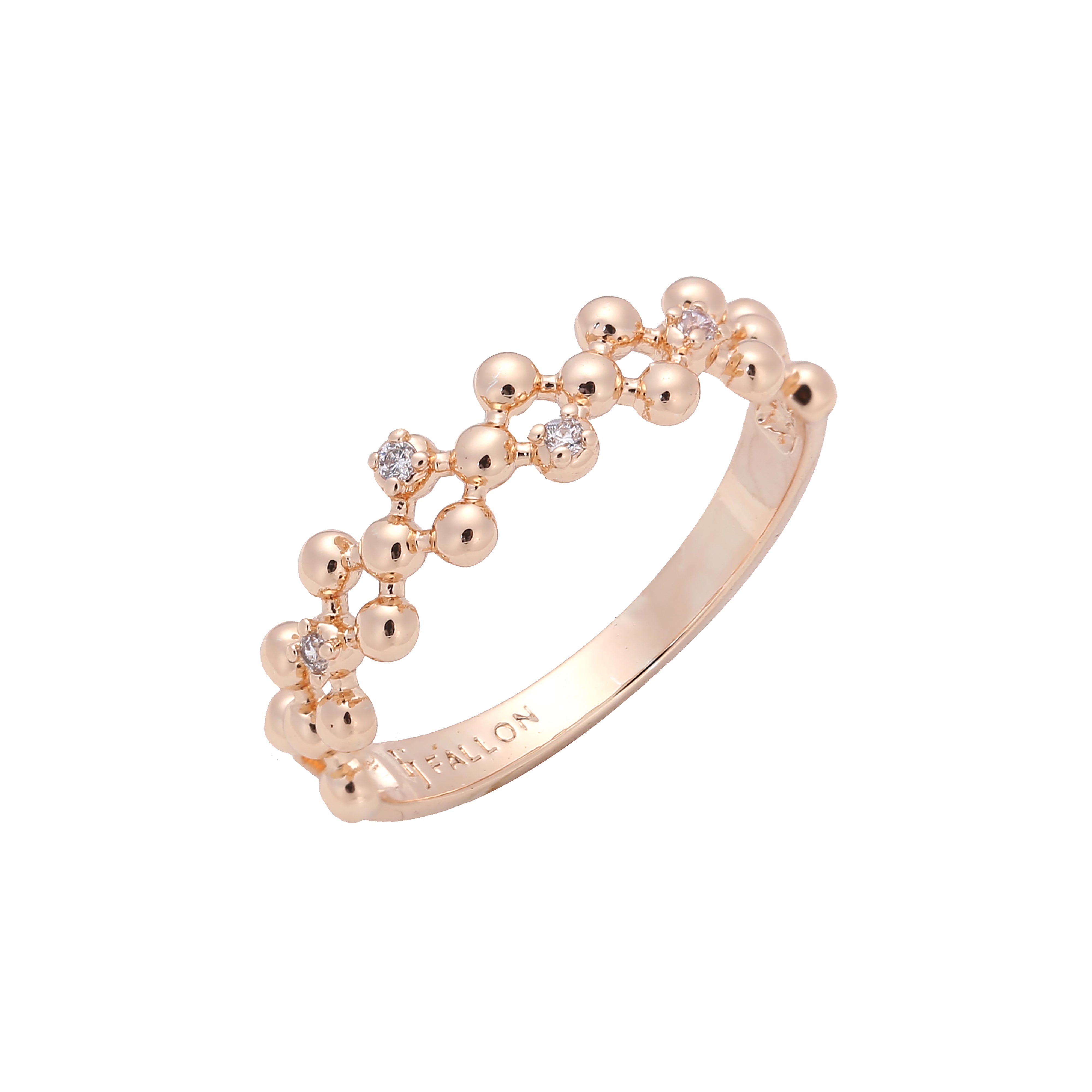 Anillos de malla de perlas en colores de baño de oro blanco, Oro 14K y oro rosa