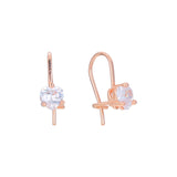 Solitaire wire hook child earrings in 14K Gold, Rose Gold plating colors