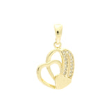 Heart and heart paved white cz pendant