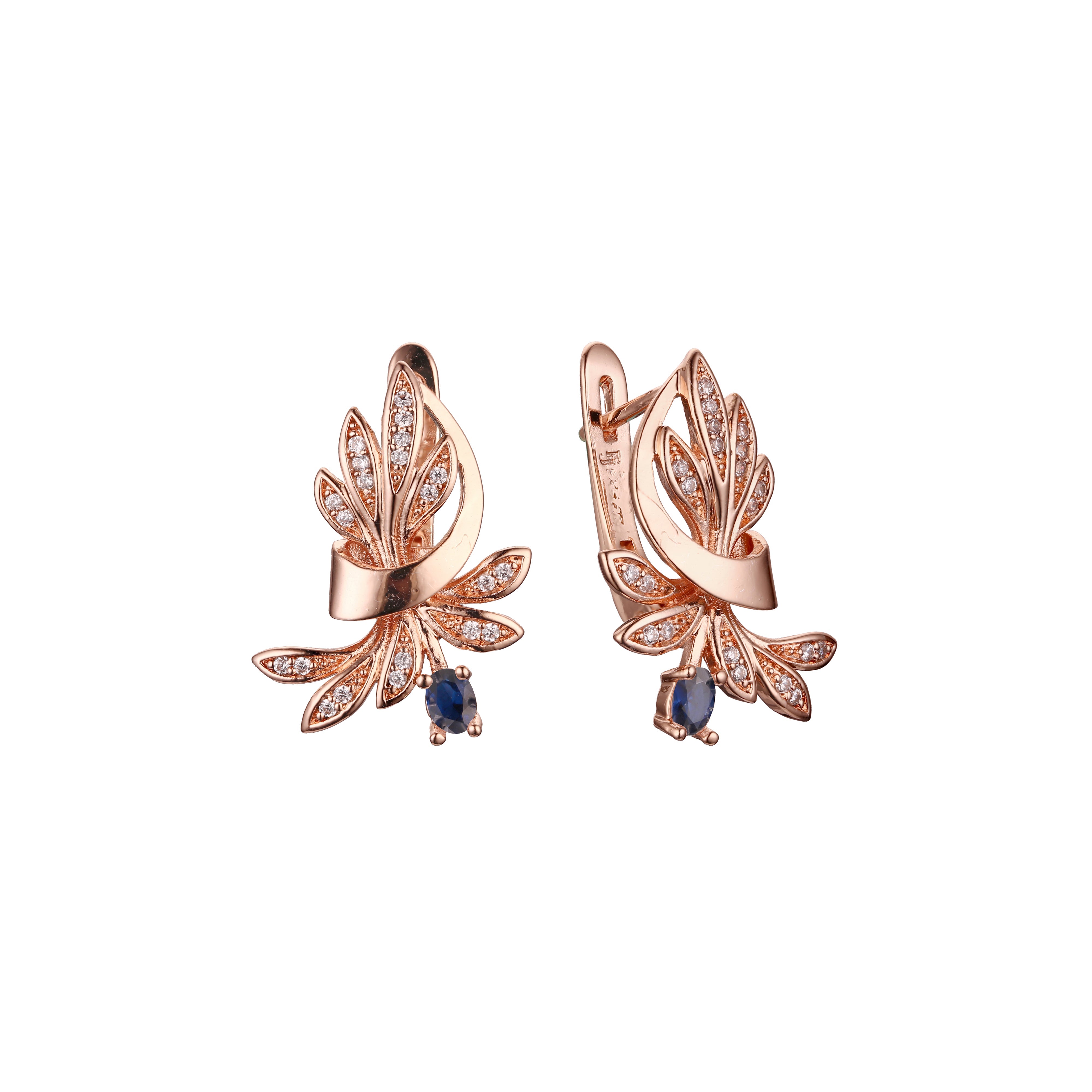 Luxurious dancing flower cluster CZs Rose Gold earrings