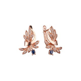 Luxurious dancing flower cluster CZs Rose Gold earrings