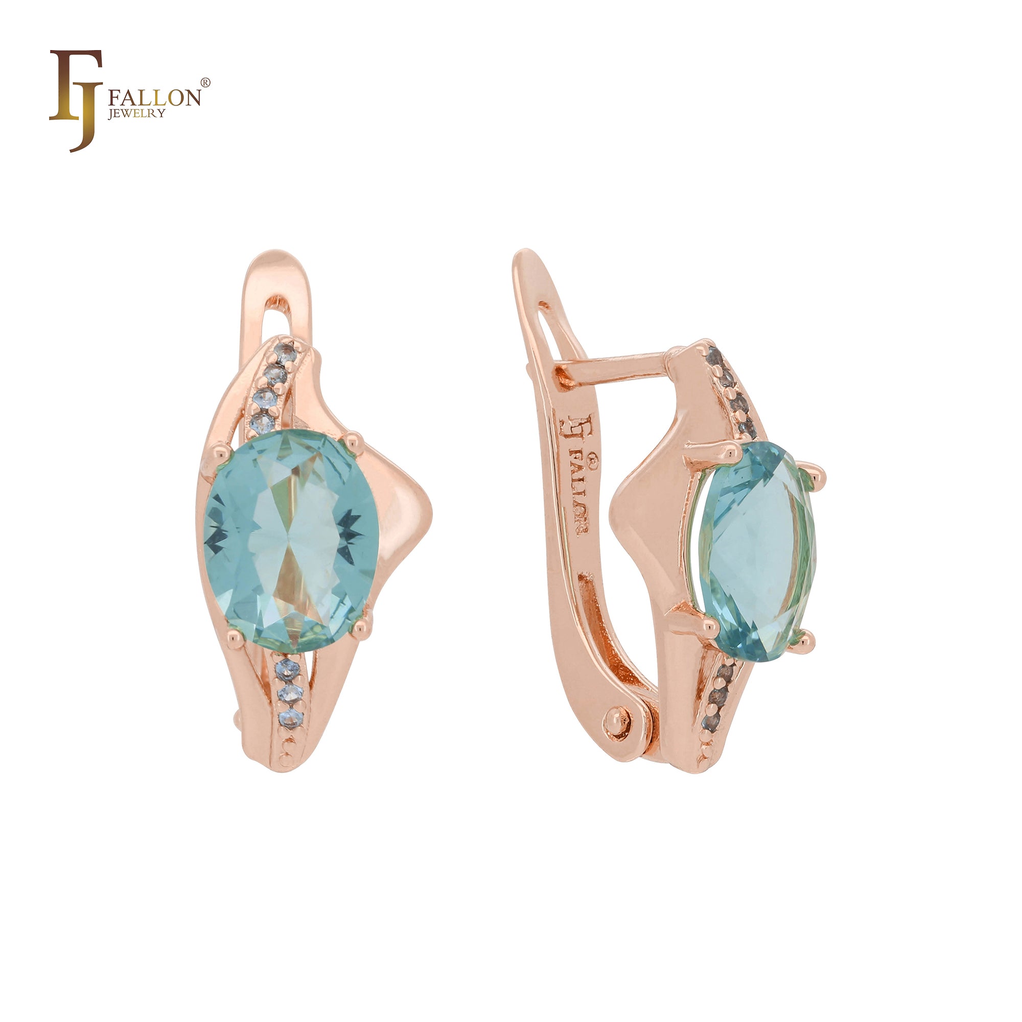 Solitaire lake blue CZ 14K Gold, White Gold earrings