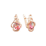 Solitaire big triangular CZ Rose Gold, two tone earrings