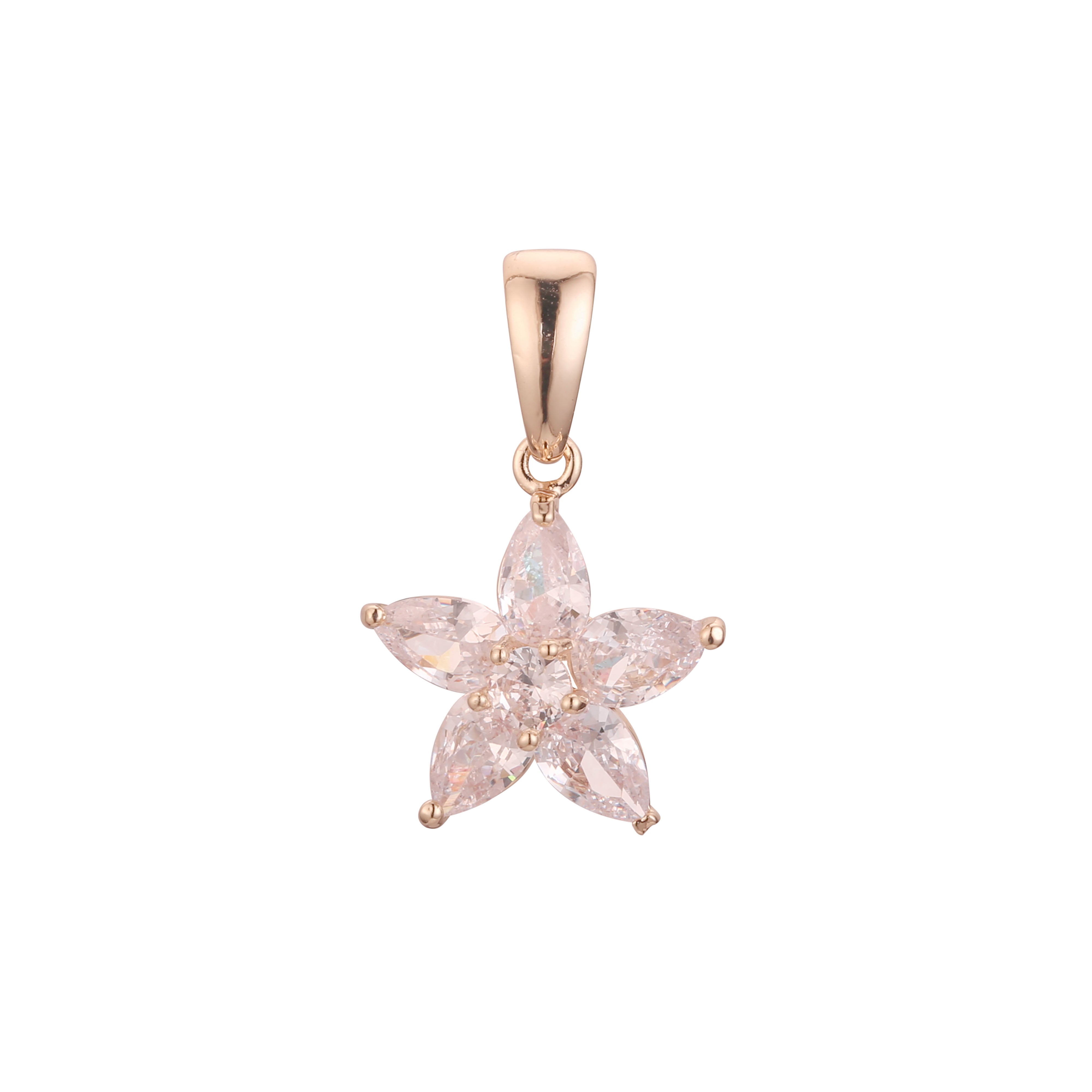 Colgante de cúmulo de estrellas de cinco piedras en oro rosa, baño de Oro 14K.