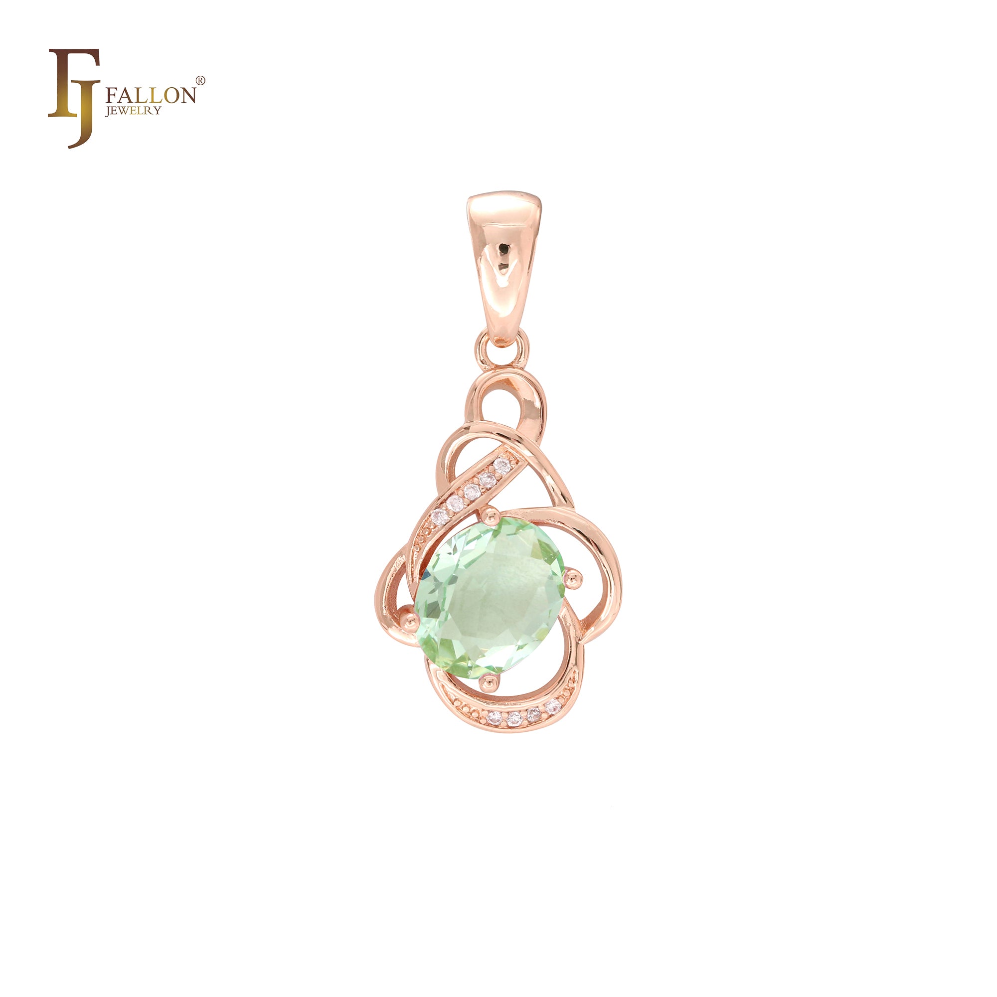 Colorful 14K Gold, Rose Gold Solitaire Pendant