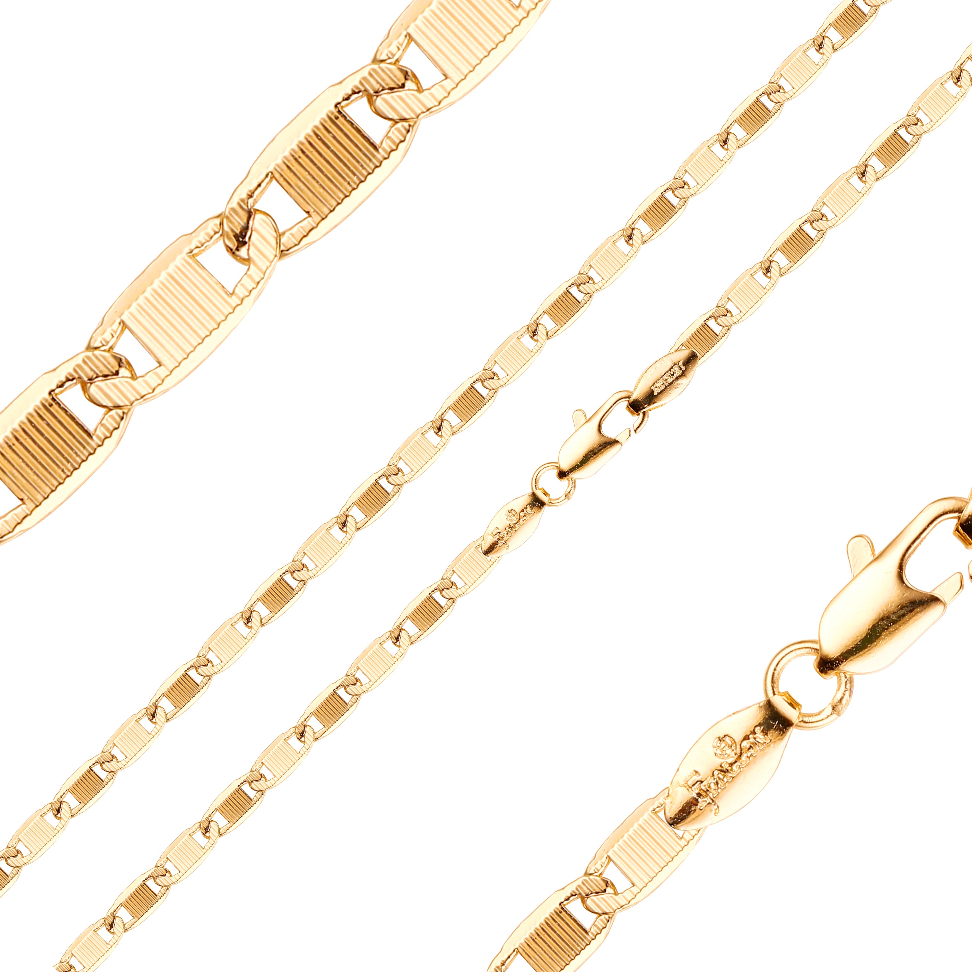Cadenas martilladas con banda de eslabones Mariner chapadas en oro de 14 quilates, oro rosa, oro de 18 quilates