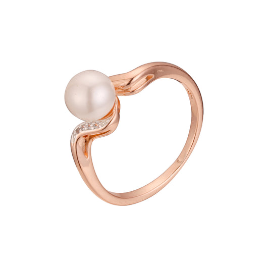 Rose Gold two tone solitaire pearl rings