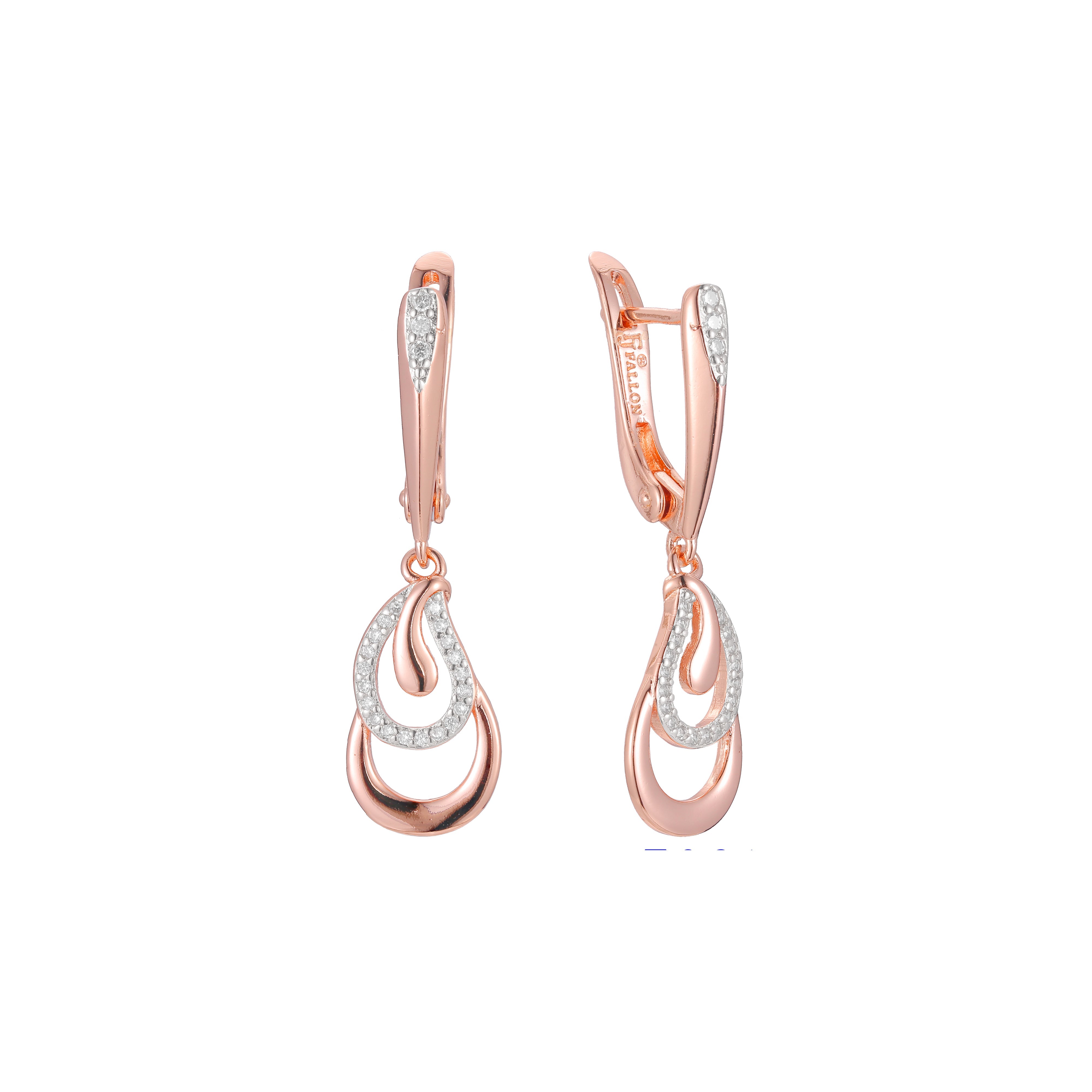 Aretes en Oro 14K, Oro Rosa, baño en dos tonos