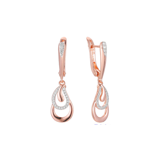 Aretes en Oro 14K, Oro Rosa, baño en dos tonos