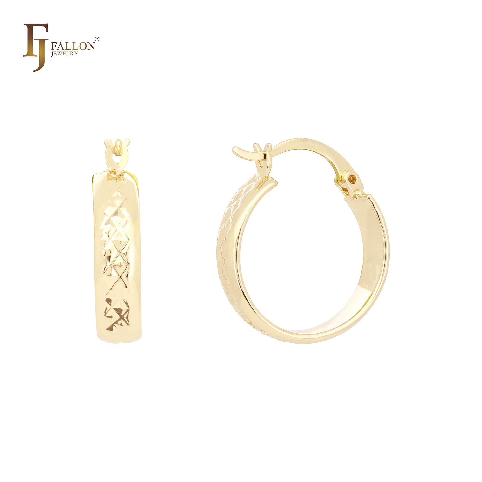 Crossing Textured 14K Gold, Rose Gold Hoop earrings