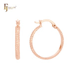 Rounded Rope Textured 14K Gold, Rose Gold, White Gold hoop earrings