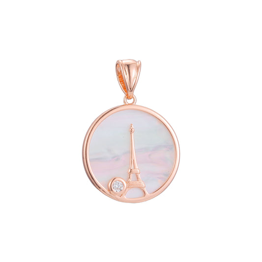 Colgante Torre Eiffel en Oro Rosa, baño de Oro 14K colores