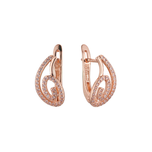 Aretes en Oro 14K, Oro Rosa, baño en dos tonos