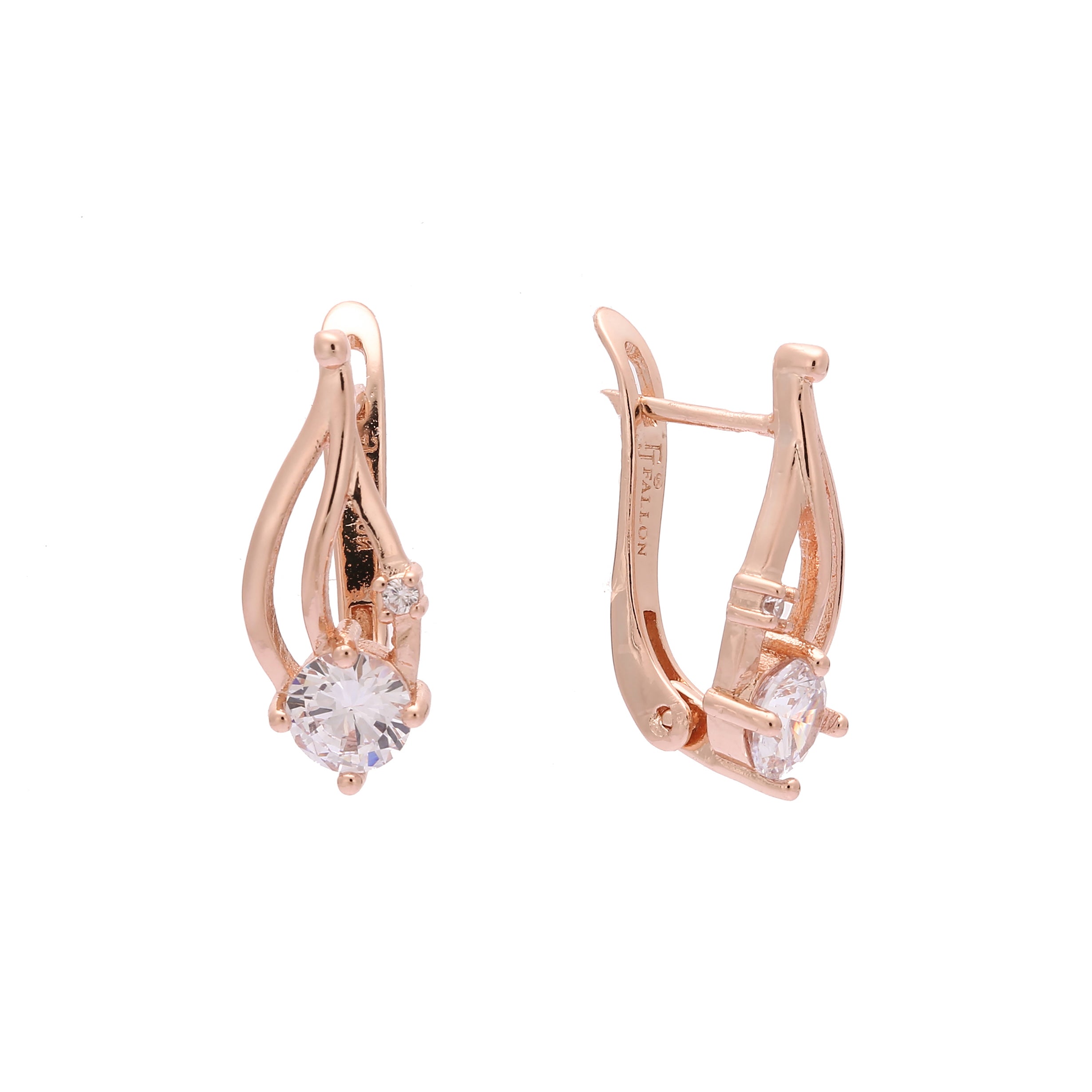 Brincos Solitaire coloridos CZ Rose Gold