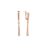 Aretes solitarios altos en Oro de 14K, Oro Rosa, baño de dos tonos