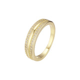 Double band paved stackable rings plated in 14K Gold