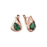 Solitaire teardrop colorful CZ Rose Gold earrings