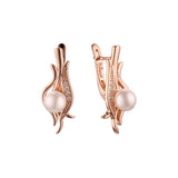 Aretes de racimo de perlas en Oro de 14K, colores baño de Oro Rosa