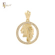 Circle Indian Chief's head protrait 14K Gold pendant