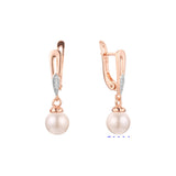 Aretes de perlas en Oro 14K, Oro Rosa, baño en dos colores