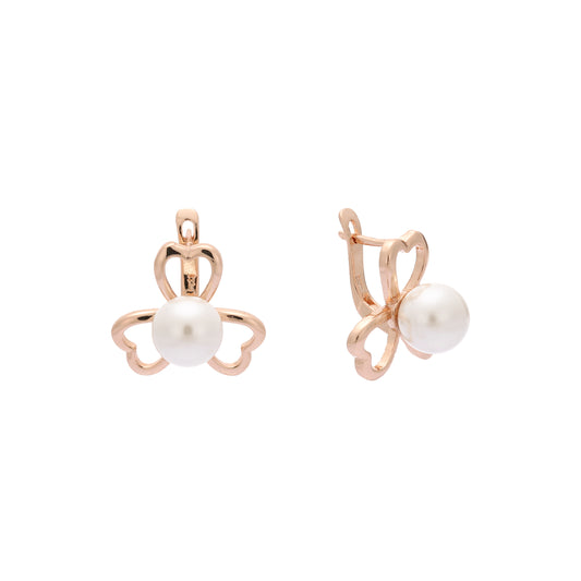 Clover pearl Rose Gold earrings