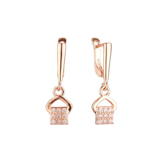 Aretes colgantes de oro rosa