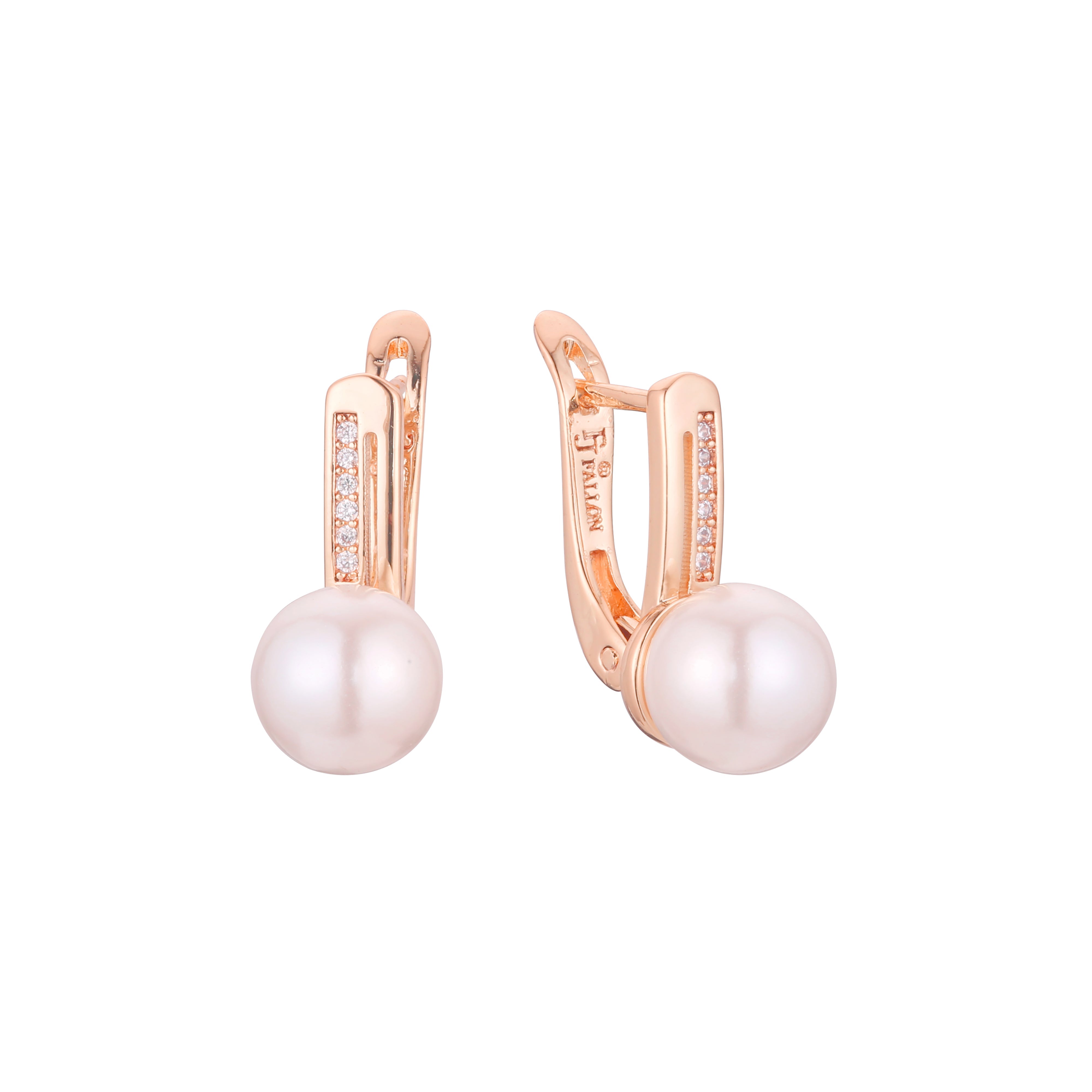 Pearl earrings in 14K Gold, Rose Gold, two tone plating colors