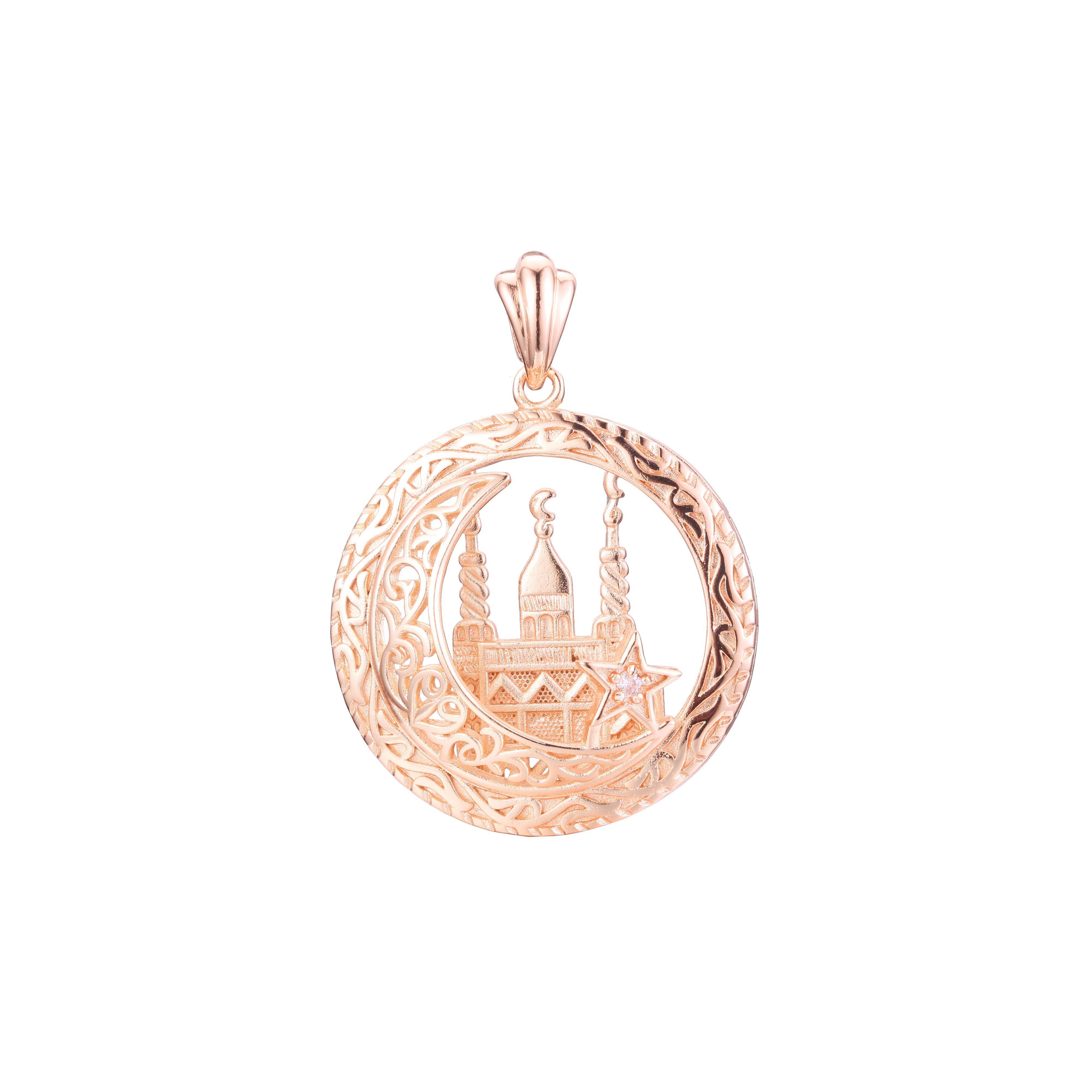 Islamic temple Pendant in Rose Gold, 14K Gold plating colors