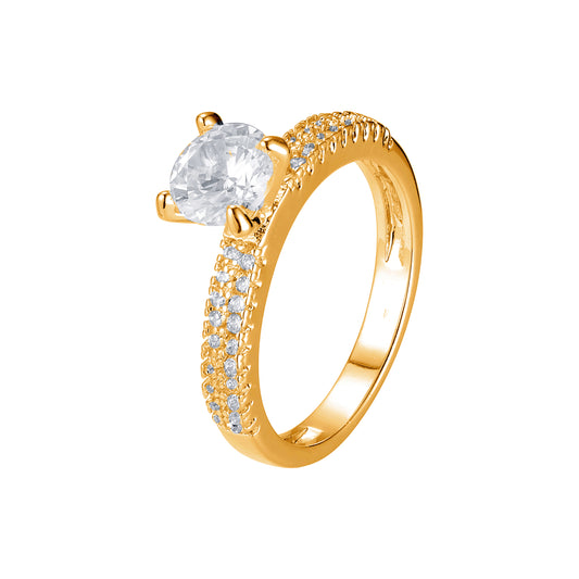 Solitaire paved white CZs 14K Gold, 18K Gold stackable rings