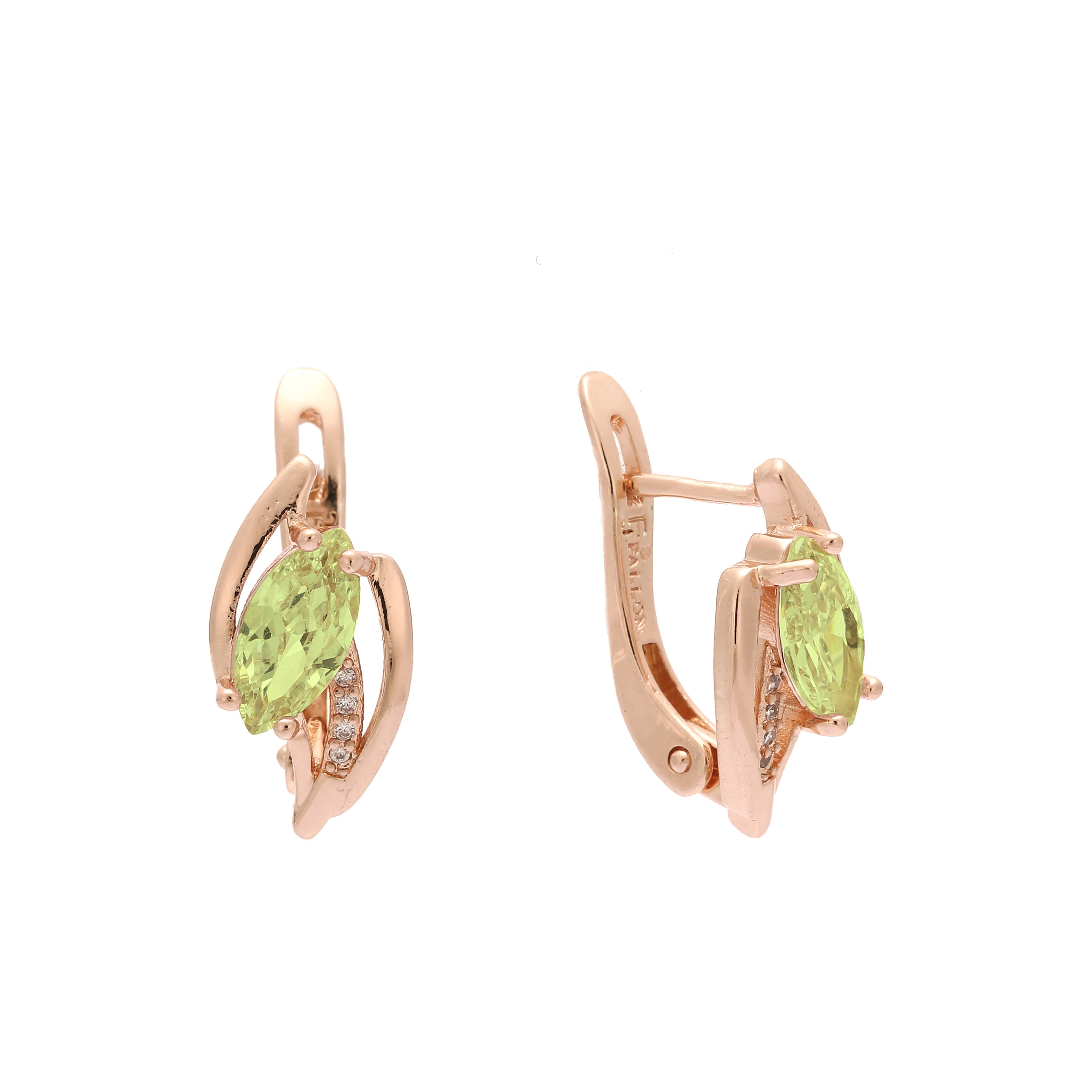 Solitaire Marquise paved colorful CZ Rose Gold earrings