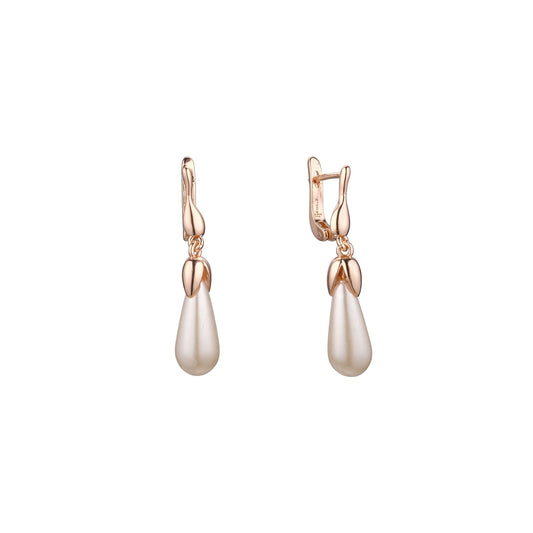 Pendientes de Oro Rosa en 2 Colores con Piedra Blanca