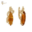 Marquise Big amber textured 14K Gold, Rose Gold, White Gold Earrings