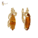 Pendientes Marquise Big de oro de 14 quilates con textura de ámbar, oro rosa y oro blanco