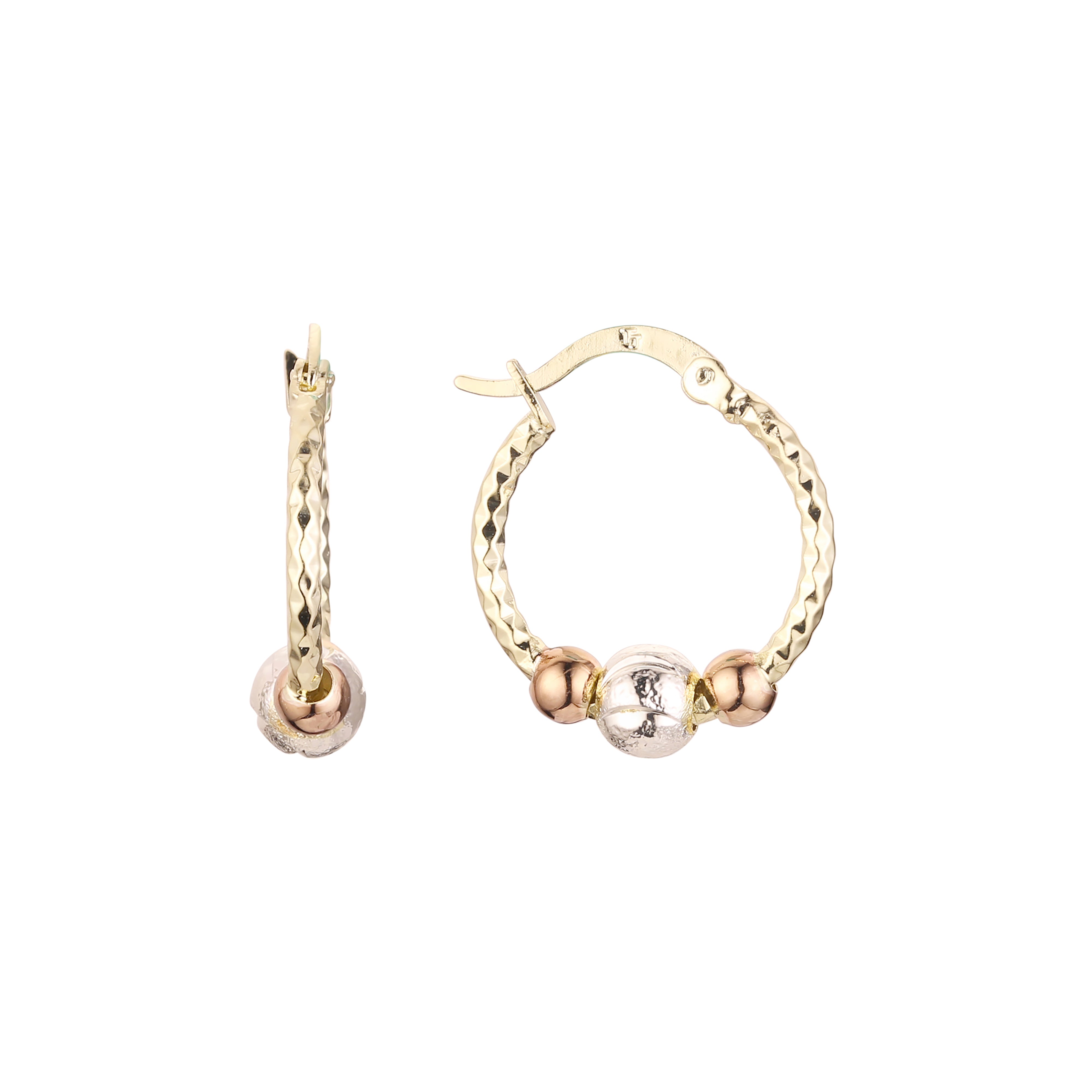 Hoop earrings in 14K Gold, Rose Gold, three tone plating colors