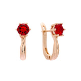 Solitaire flower colorful CZ Rose Gold earrings