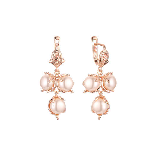 Pendientes de perlas de oro rosa