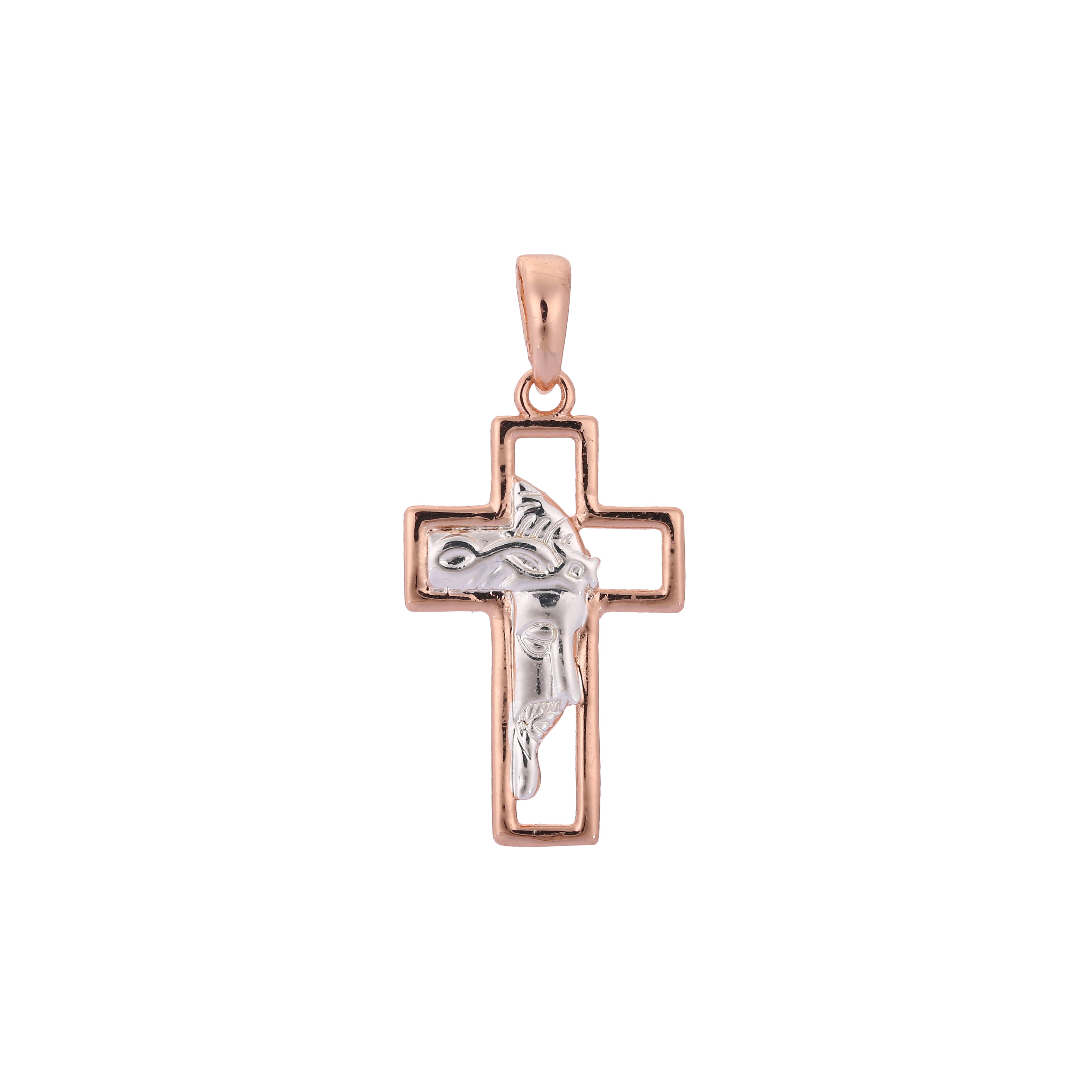 Rose Gold two tone cross pendant