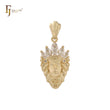 Portrait of Indian Chief marquise cluster white CZs 14K Gold pendant