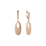 Oval waves textured Rose Gold, two tone earrings