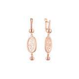 Aretes abalorios y ondas en Oro de 14K, baño de Oro Rosa colores