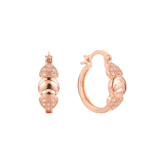 Brincos de argola em ouro 14K, cores banhadas a ouro rosa