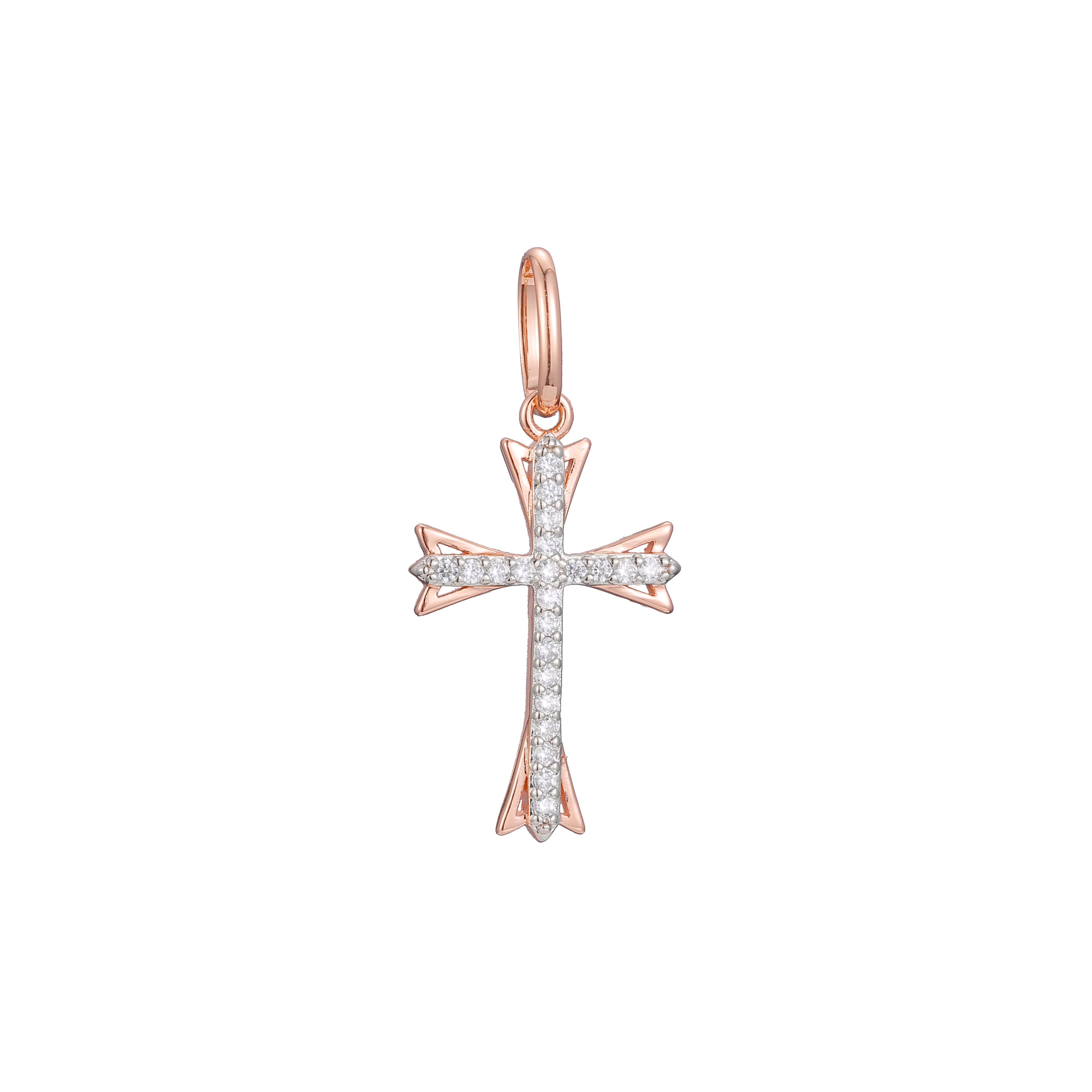 Colgante Cruz de Malta Latina en Oro Rosa bicolor, baño de Oro 14K colores