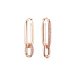 Double hoop paperclip earrings in 14K Gold, Rose Gold plating colors