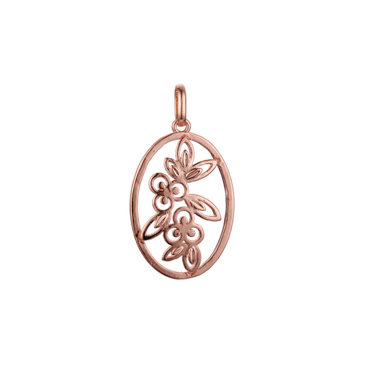 Life oval leaves pendant in Rose Gold two tone, 14K Gold plating colors