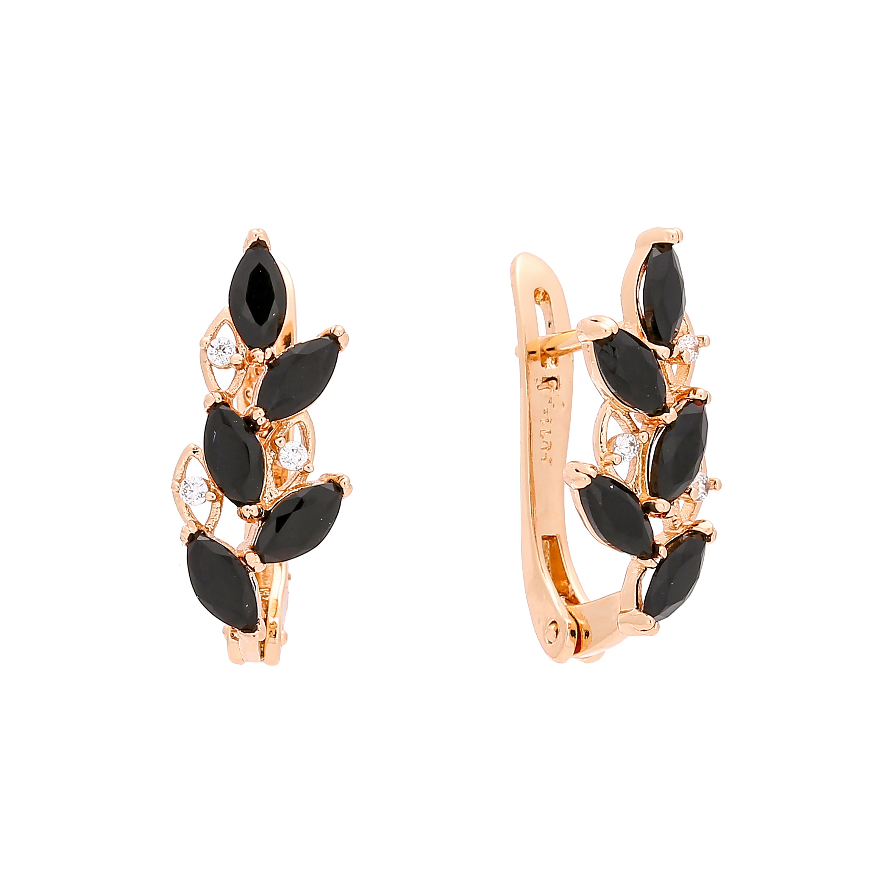 Cluster colorful CZ Rose Gold earrings