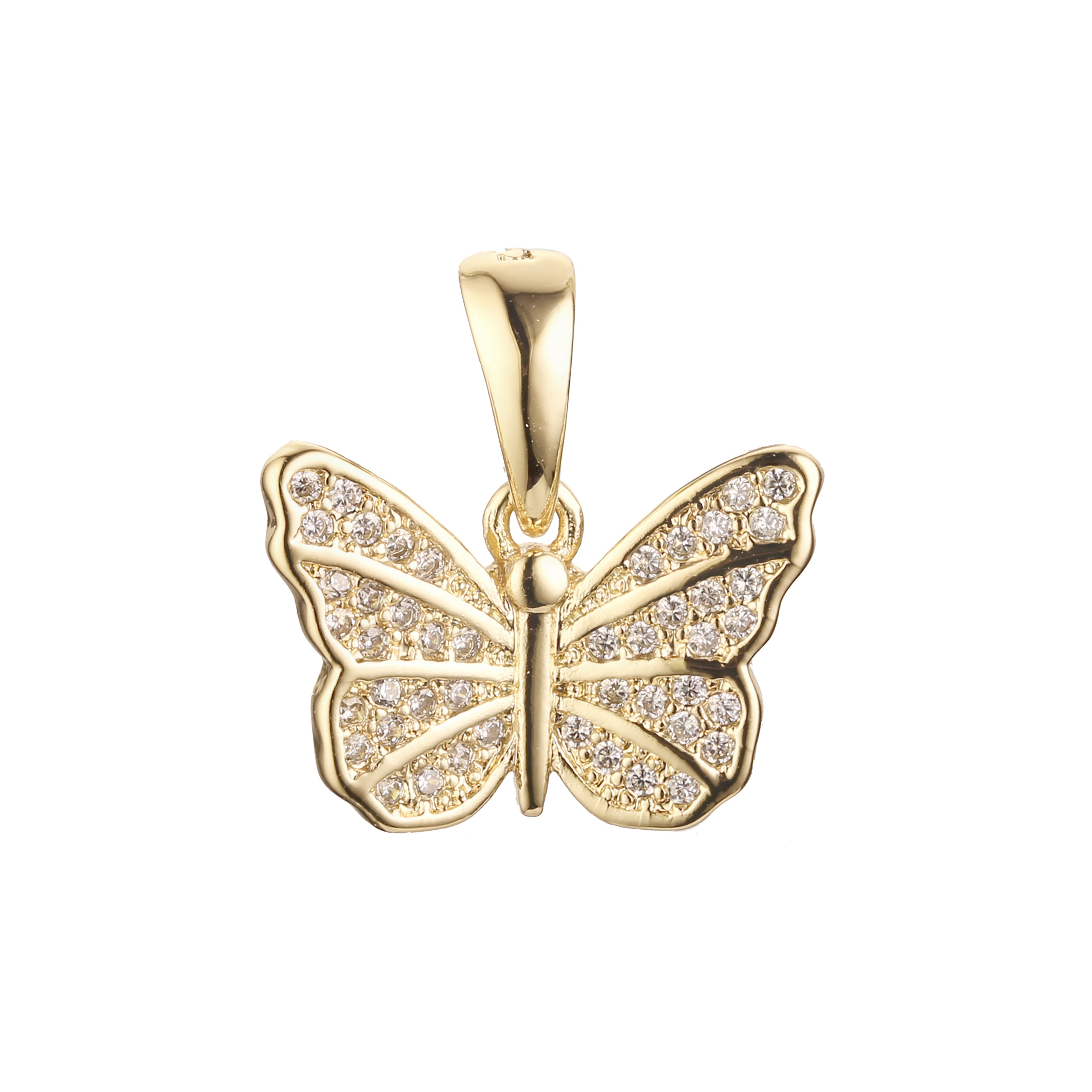 Colgante Mariposa en Oro Rosa, baño de Oro 14K colores